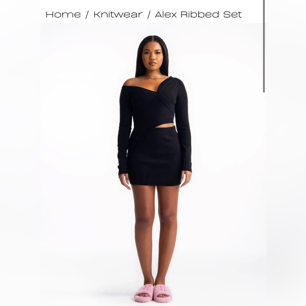 Hanifa Black Alex Ribbed Set Small